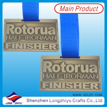 Rectangle Embossed Text Aluminum Medal with Ribbon
